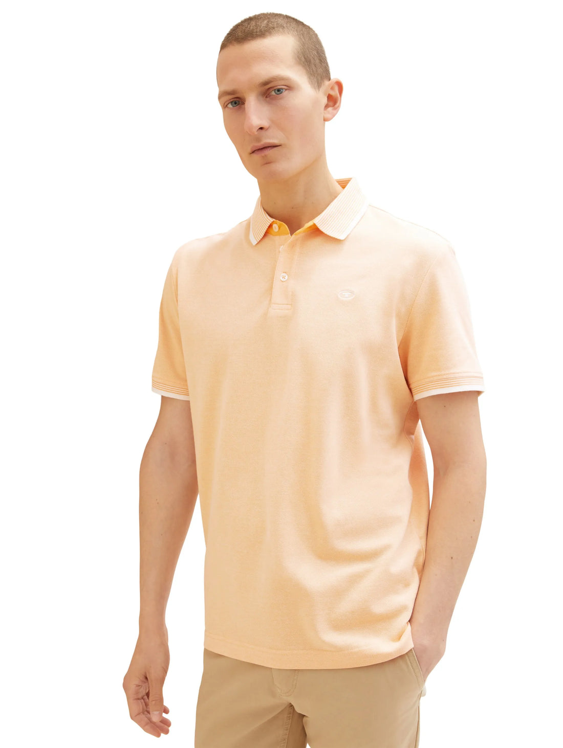 Tom Tailor Orange Vintage Beige Twotone Men Basic Polo Shirt SKU: 1035900_31503 Image 01