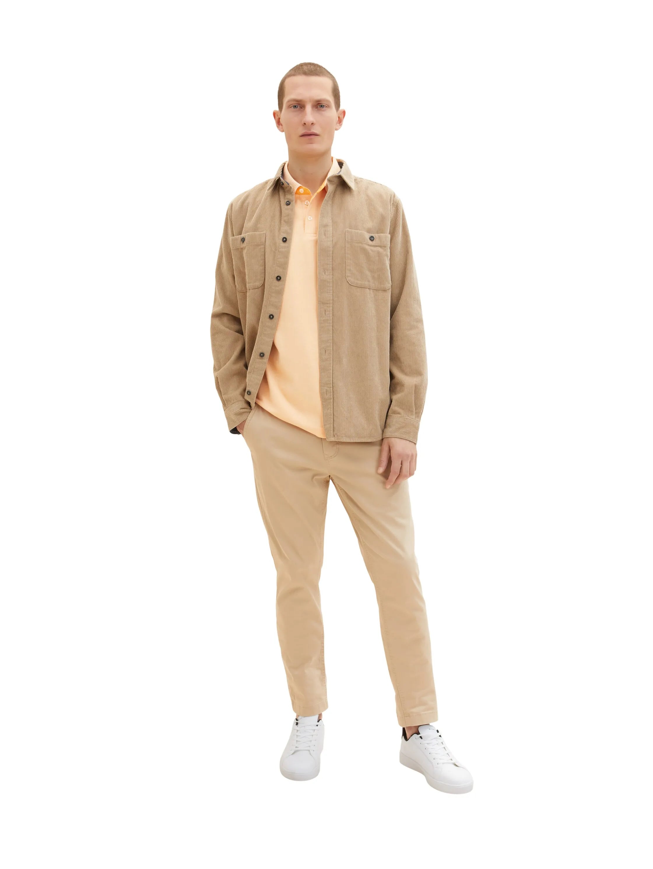 Tom Tailor Orange Vintage Beige Twotone Men Basic Polo Shirt SKU: 1035900_31503 Image 02