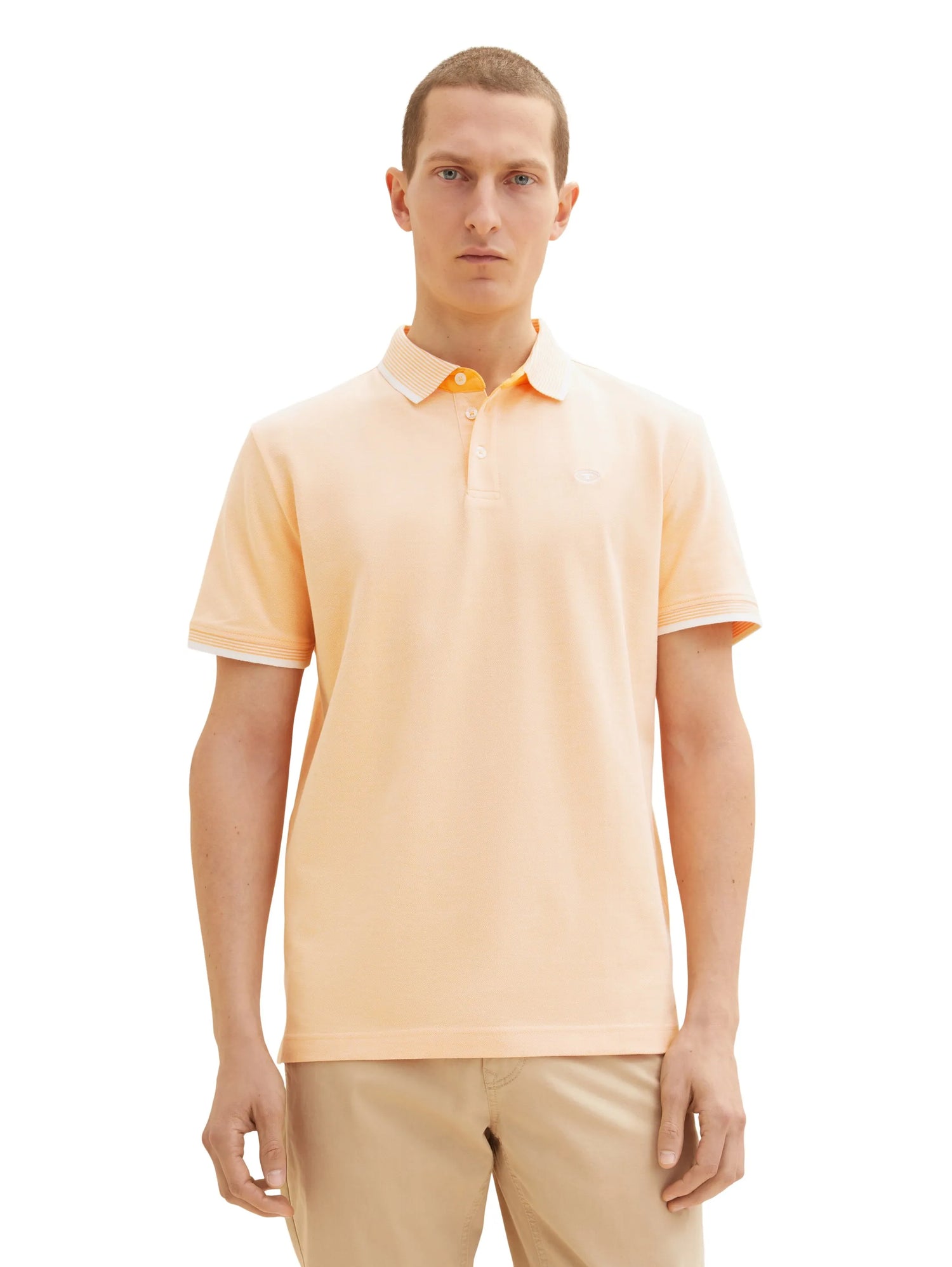 Tom Tailor Orange Vintage Beige Twotone Men Basic Polo Shirt SKU: 1035900_31503 Image 04