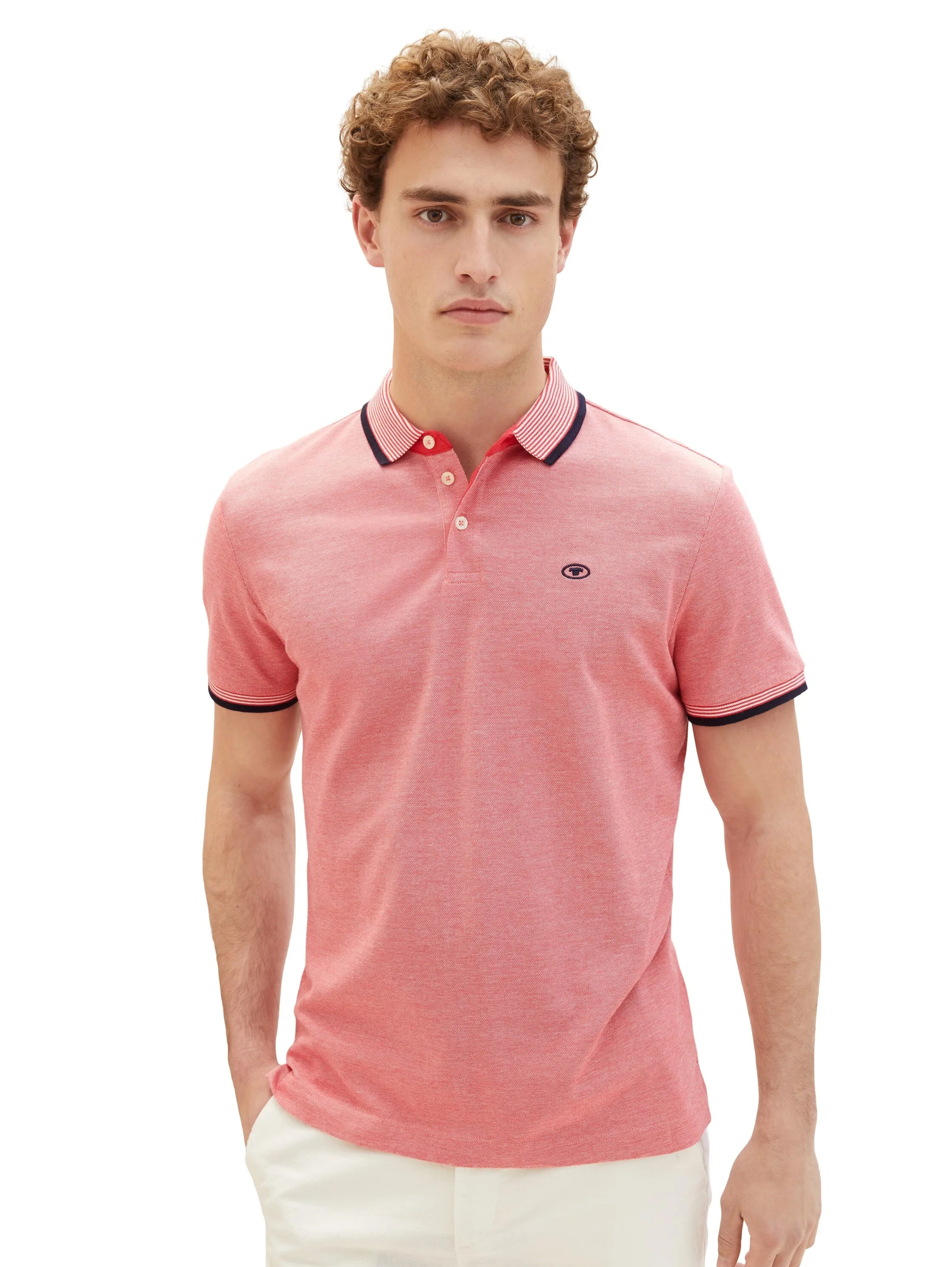Tom Tailor Berry Red Two Tone Men Basic Polo Shirt SKU: 1035900_32013 Image 05