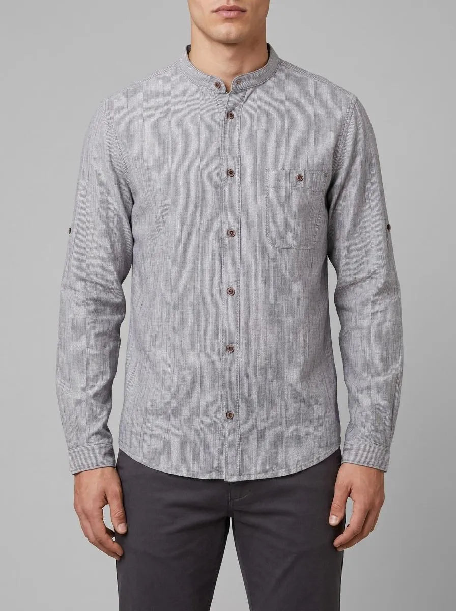 Tom Tailor Navy Pinstripe Men Textured Shirt SKU: 1036214_29052 Image 00