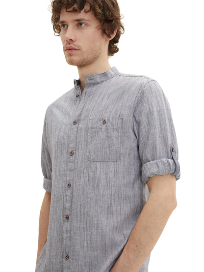 Tom Tailor Navy Pinstripe Men Textured Shirt SKU: 1036214_29052 Image 05