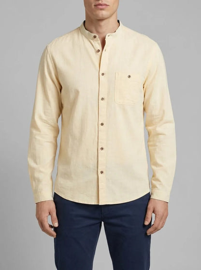 Tom Tailor Yellow Pinstripe Men Textured Shirt SKU: 1036214_31773 Image 00