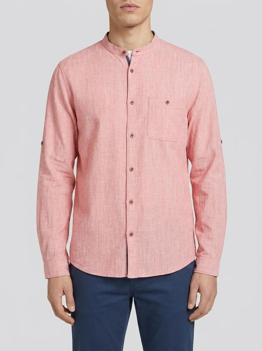 Tom Tailor Red Pinstripe Men Textured Shirt SKU: 1036214_31774 Image 00