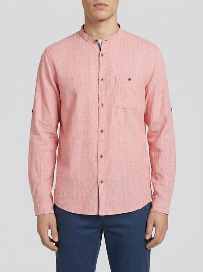 Tom Tailor Red Pinstripe Men Textured Shirt SKU: 1036214_31774 Image 00