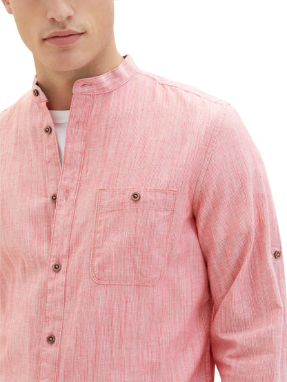 Tom Tailor Red Pinstripe Men Textured Shirt SKU: 1036214_31774 Image 02