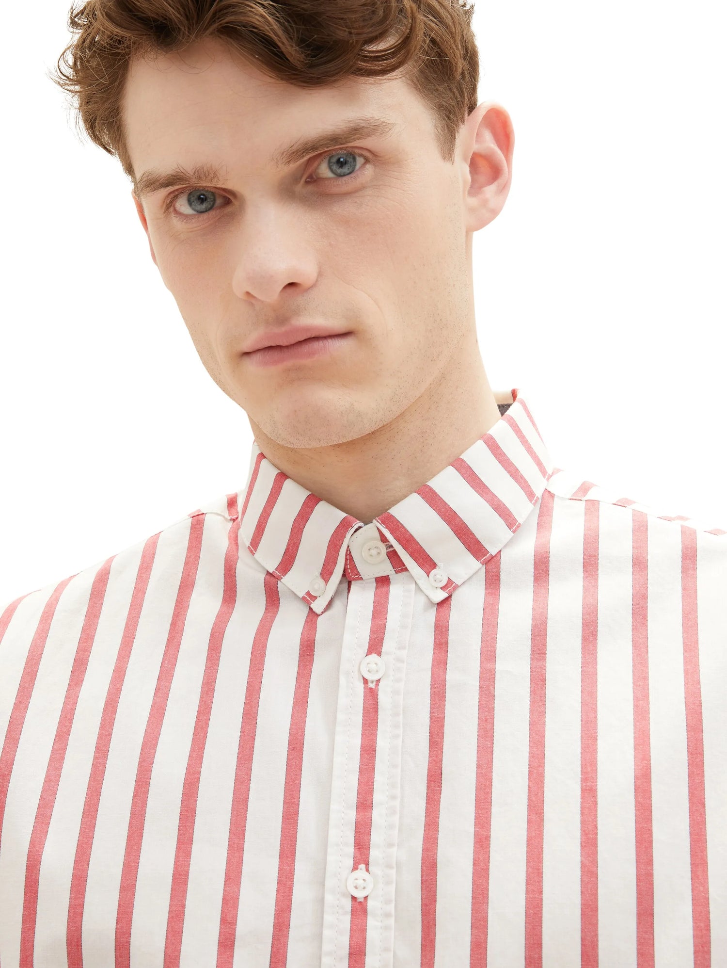 Tom Tailor Red Off White Stripe Men Gestreiftes Hemd SKU: 1036219_31787 Image 02