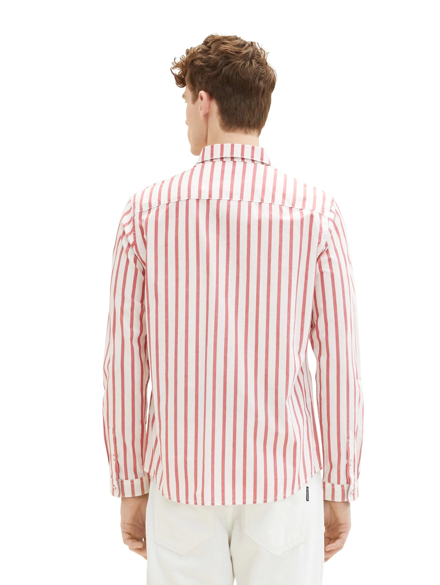 Tom Tailor Red Off White Stripe Men Gestreiftes Hemd SKU: 1036219_31787 Image 03