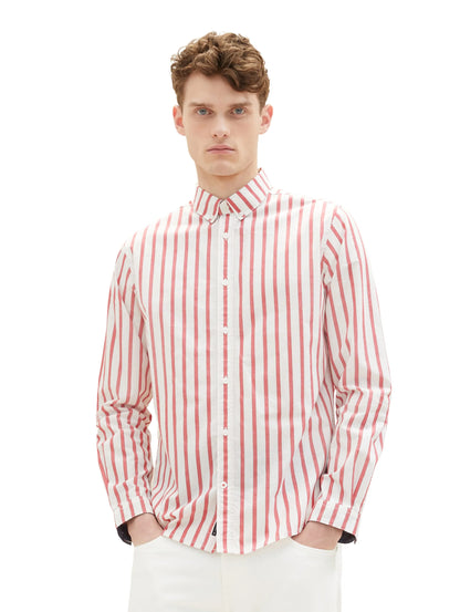Tom Tailor Red Off White Stripe Men Gestreiftes Hemd SKU: 1036219_31787 Image 05