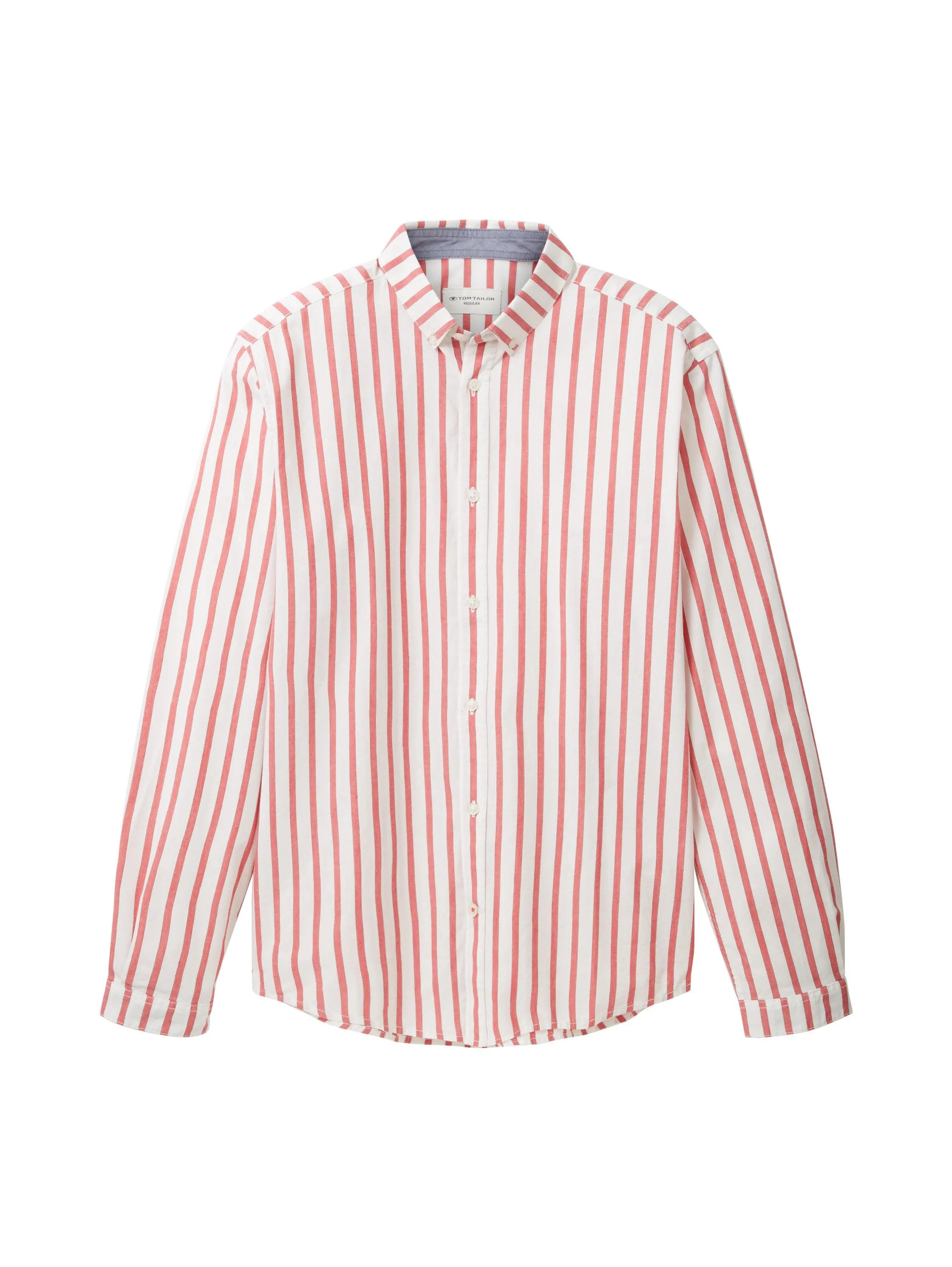 Tom Tailor Red Off White Stripe Men Gestreiftes Hemd SKU: 1036219_31787 Image 07