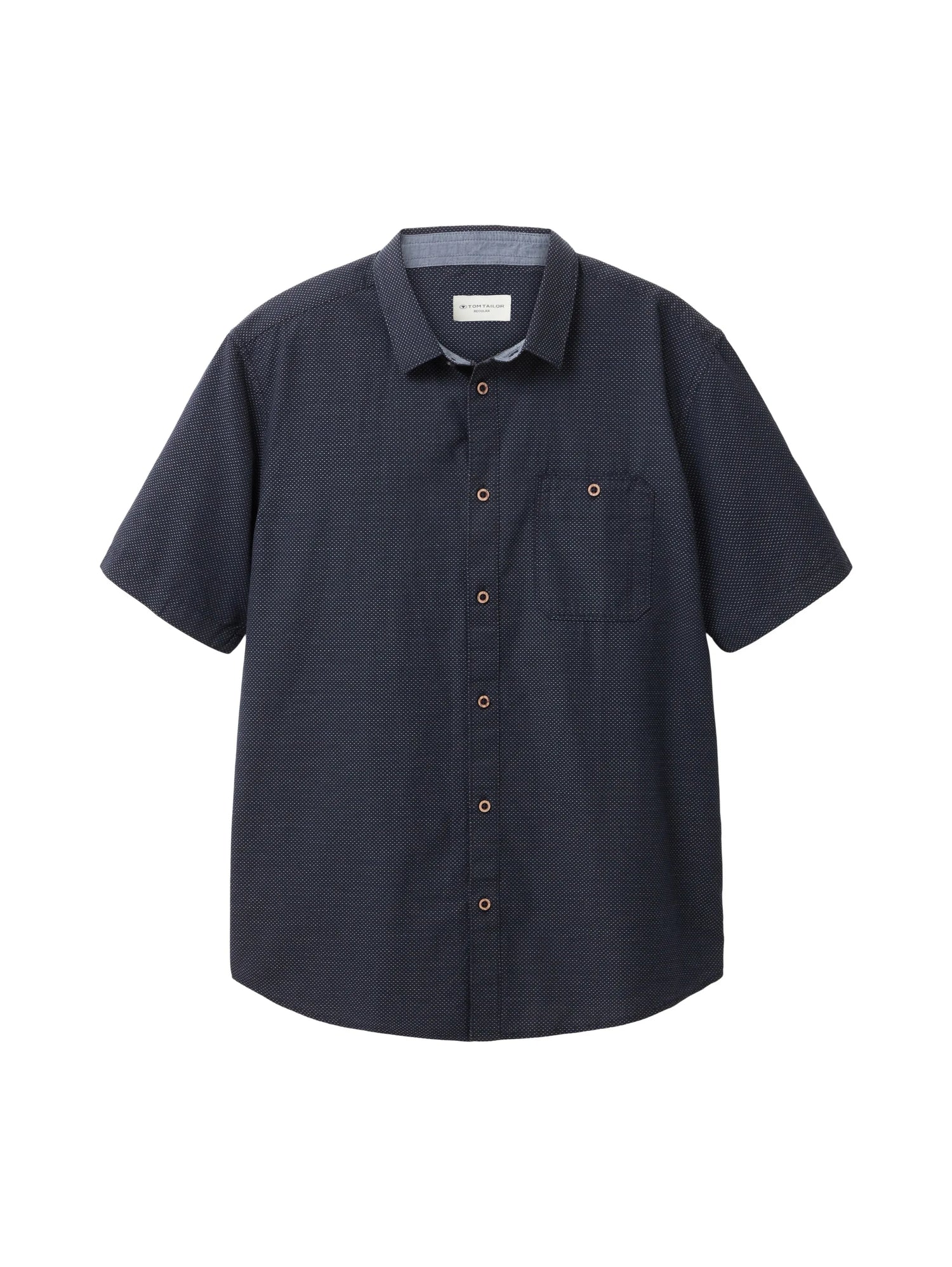 Tom Tailor Navy Colourful Dots Structure Men Regular Fit Short-Sleeved Dress Shirt SKU: 1036225_31819 Image 07