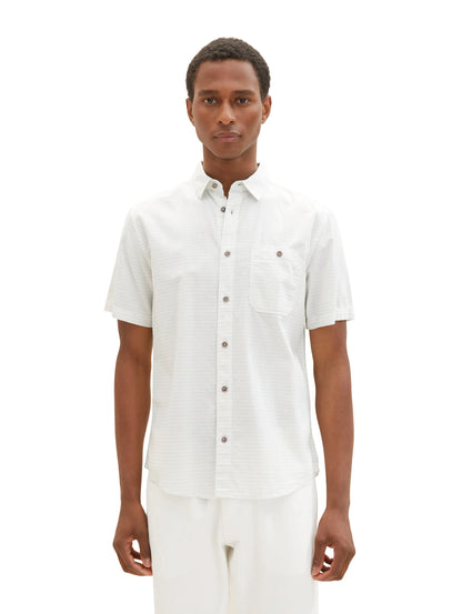 Tom Tailor White Colourful Dots Structure Men Regular Fit Short-Sleeved Dress Shirt SKU: 1036225_31820 Image 04