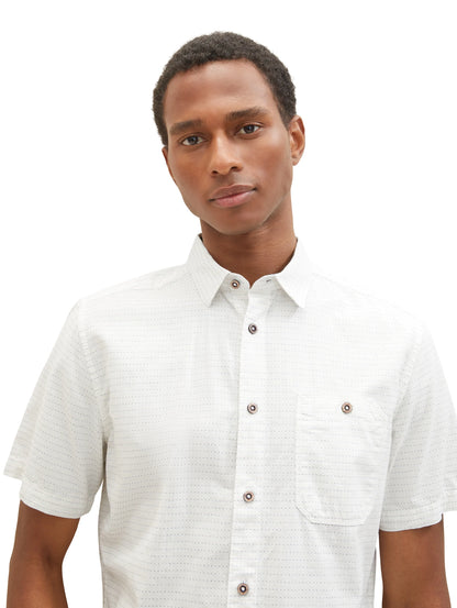 Tom Tailor White Colourful Dots Structure Men Regular Fit Short-Sleeved Dress Shirt SKU: 1036225_31820 Image 05