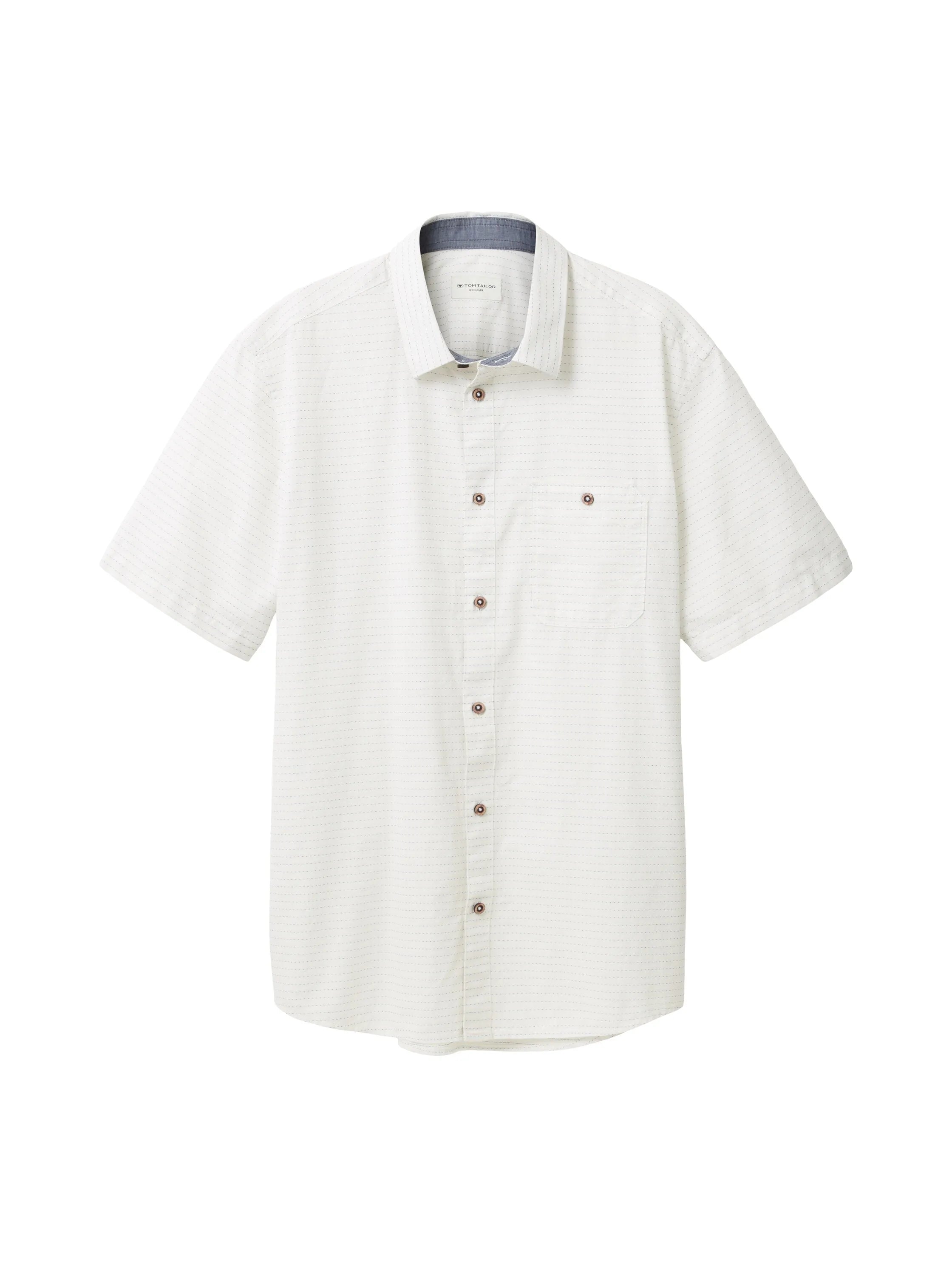 Tom Tailor White Colourful Dots Structure Men Regular Fit Short-Sleeved Dress Shirt SKU: 1036225_31820 Image 07