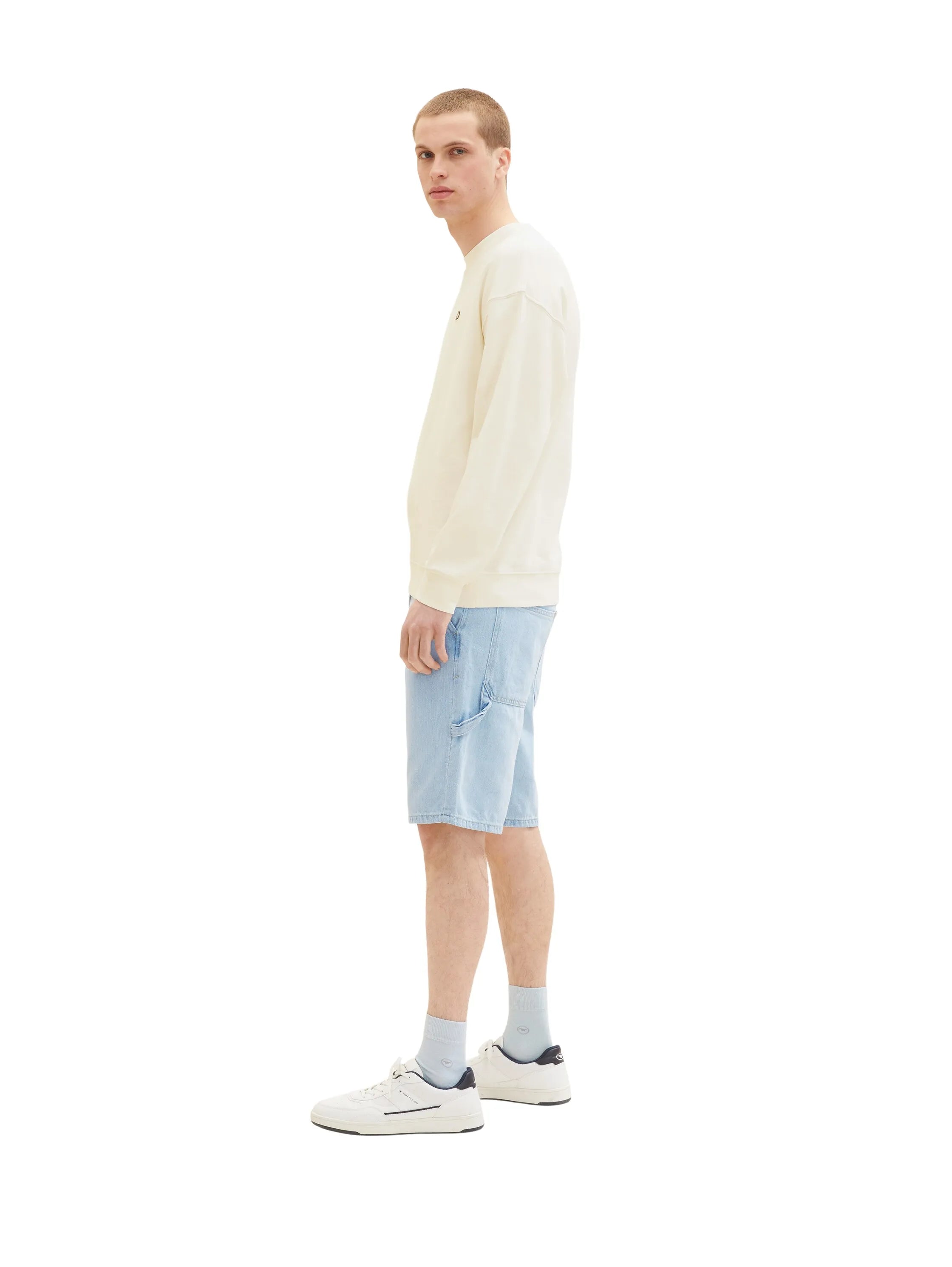 Denim Tom Tailor Used Bleached Blue Denim Men Loose-Fit Denim Shorts SKU: 1036265_10117 Image 02