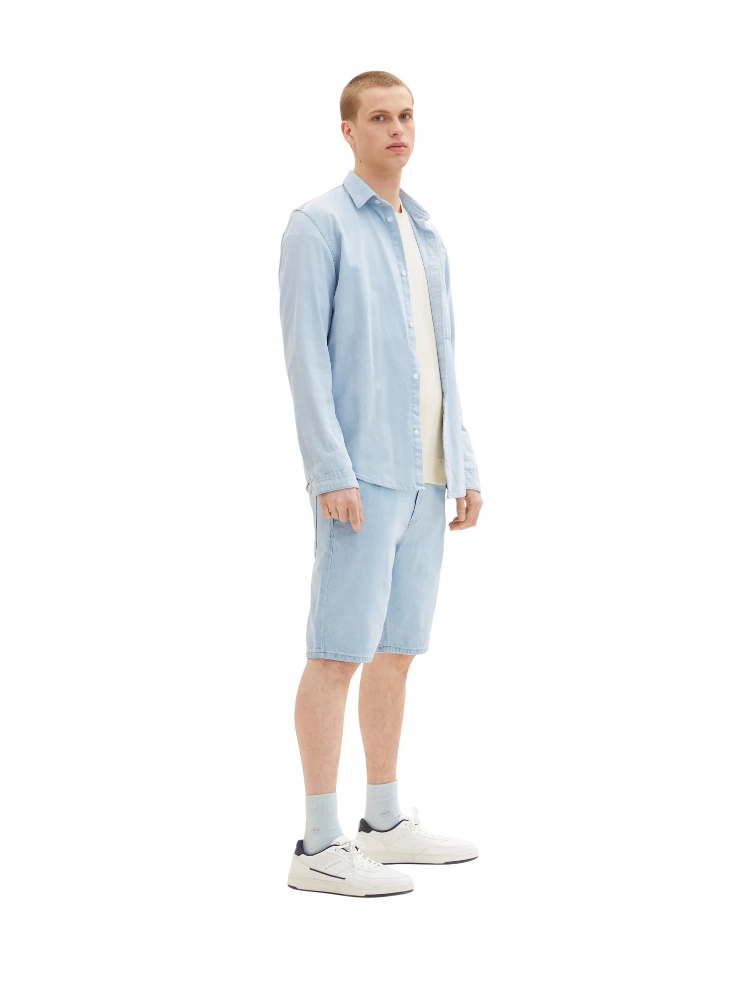 Denim Tom Tailor Used Bleached Blue Denim Men Loose-Fit Denim Shorts SKU: 1036265_10117 Image 03