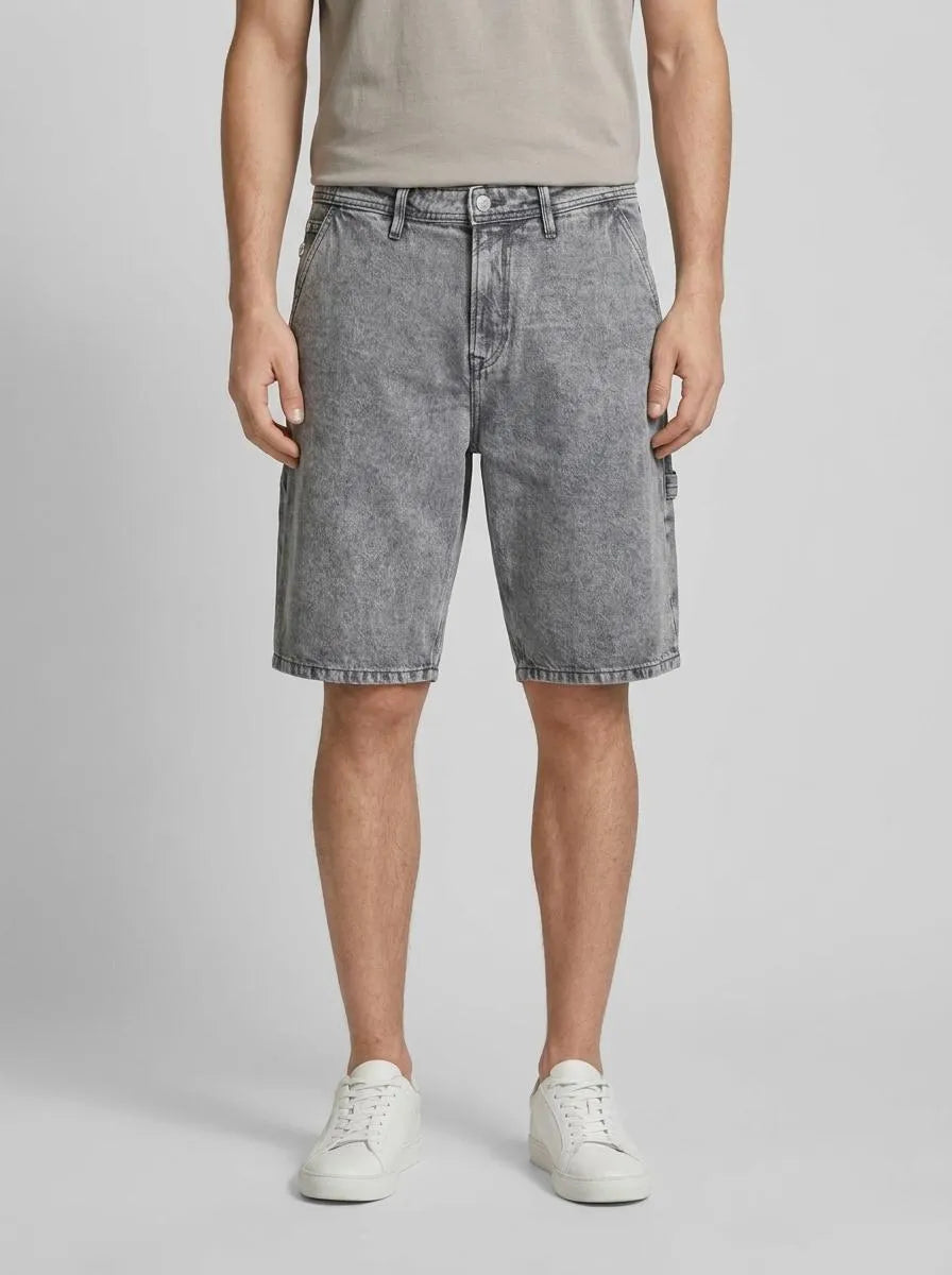 Denim Tom Tailor Used Bleached Grey Denim Men Loose-Fit Denim Shorts SKU: 1036265_10217 Image 00