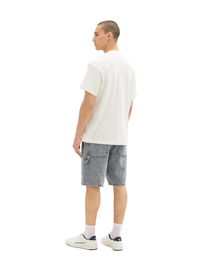 Denim Tom Tailor Used Bleached Grey Denim Men Loose-Fit Denim Shorts SKU: 1036265_10217 Image 04