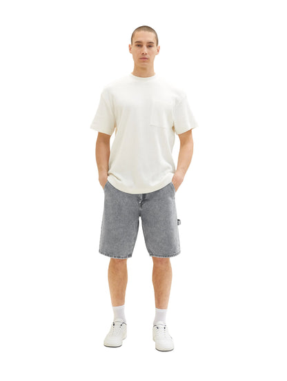 Denim Tom Tailor Used Bleached Grey Denim Men Loose-Fit Denim Shorts SKU: 1036265_10217 Image 06