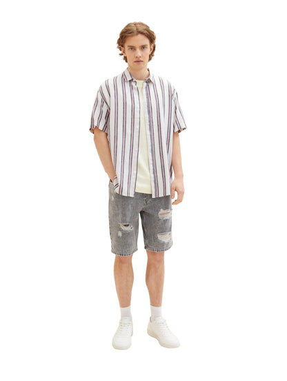 Denim Tom Tailor Destroyed Mid Stone Grey Denim Men Loose-Fit Shorts SKU: 1036267_10223 Image 03