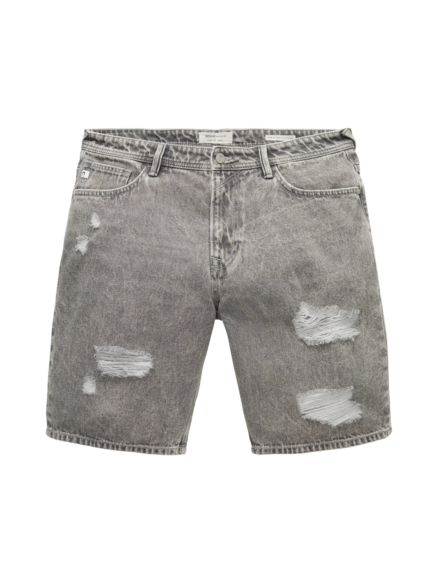 Denim Tom Tailor Destroyed Mid Stone Grey Denim Men Loose-Fit Shorts SKU: 1036267_10223 Image 08