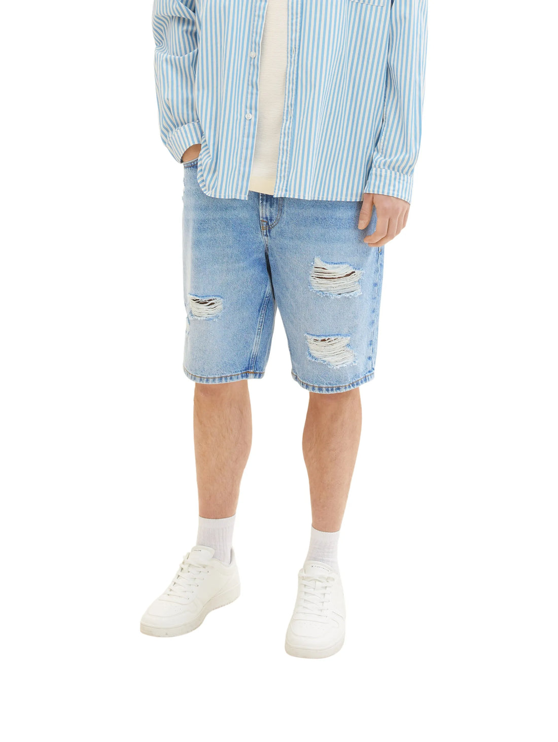 Denim Tom Tailor Destroyed Light Stone Wash Men Loose-Fit Shorts SKU: 1036267_10284 Image 01