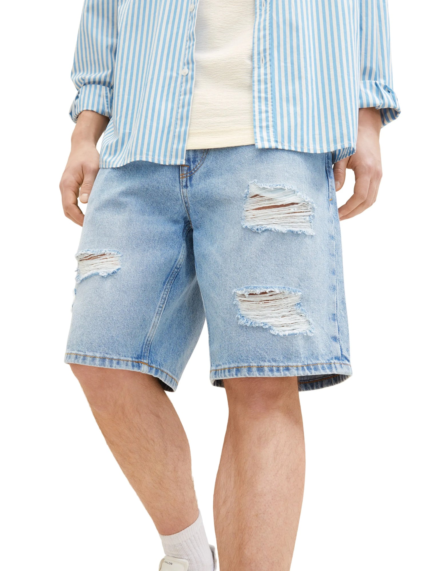 Denim Tom Tailor Destroyed Light Stone Wash Men Loose-Fit Shorts SKU: 1036267_10284 Image 05
