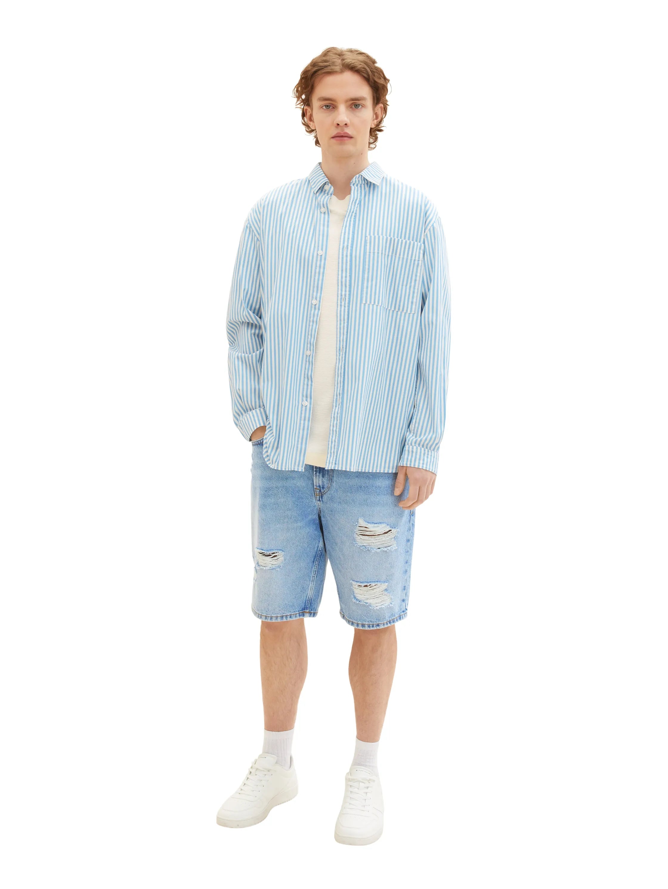 Denim Tom Tailor Destroyed Light Stone Wash Men Loose-Fit Shorts SKU: 1036267_10284 Image 06