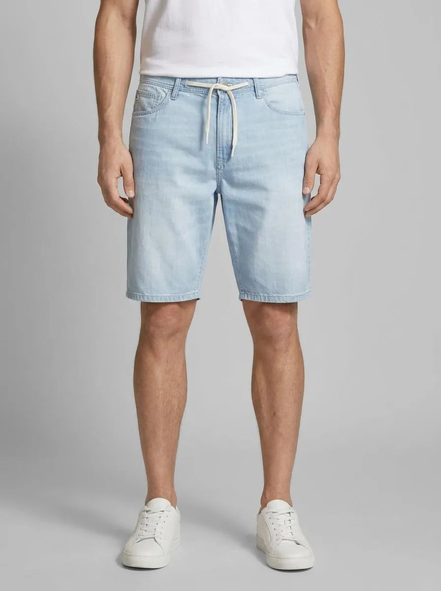 Denim Tom Tailor Used Bleached Blue Denim Men Loose Fit Denim Shorts SKU: 1036270_10117 Image 00