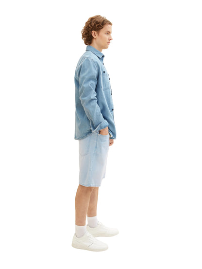 Denim Tom Tailor Used Bleached Blue Denim Men Loose Fit Denim Shorts SKU: 1036270_10117 Image 02