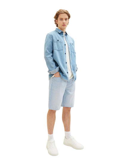 Denim Tom Tailor Used Bleached Blue Denim Men Loose Fit Denim Shorts SKU: 1036270_10117 Image 03