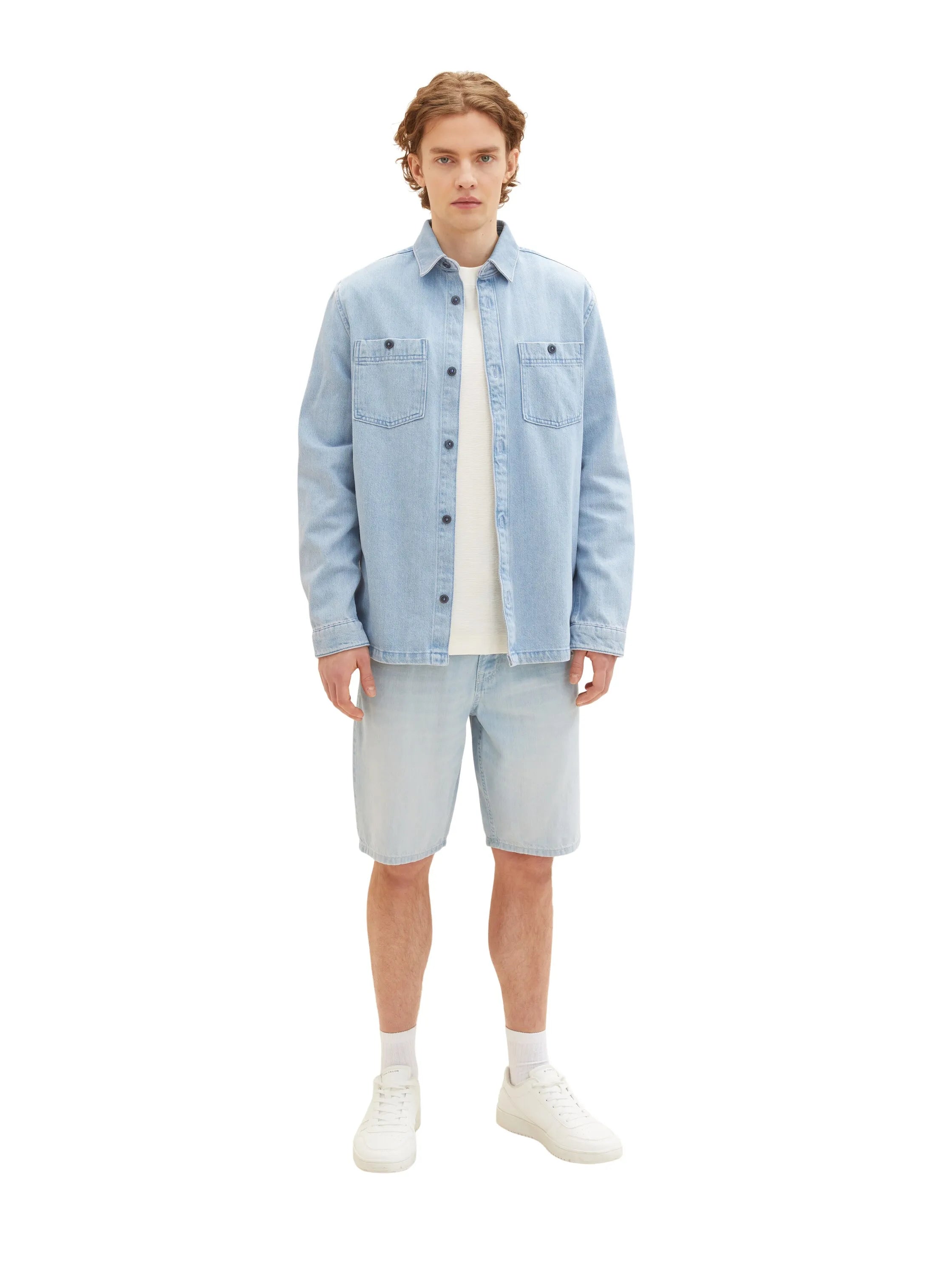 Denim Tom Tailor Used Bleached Blue Denim Men Loose Fit Denim Shorts SKU: 1036270_10117 Image 06