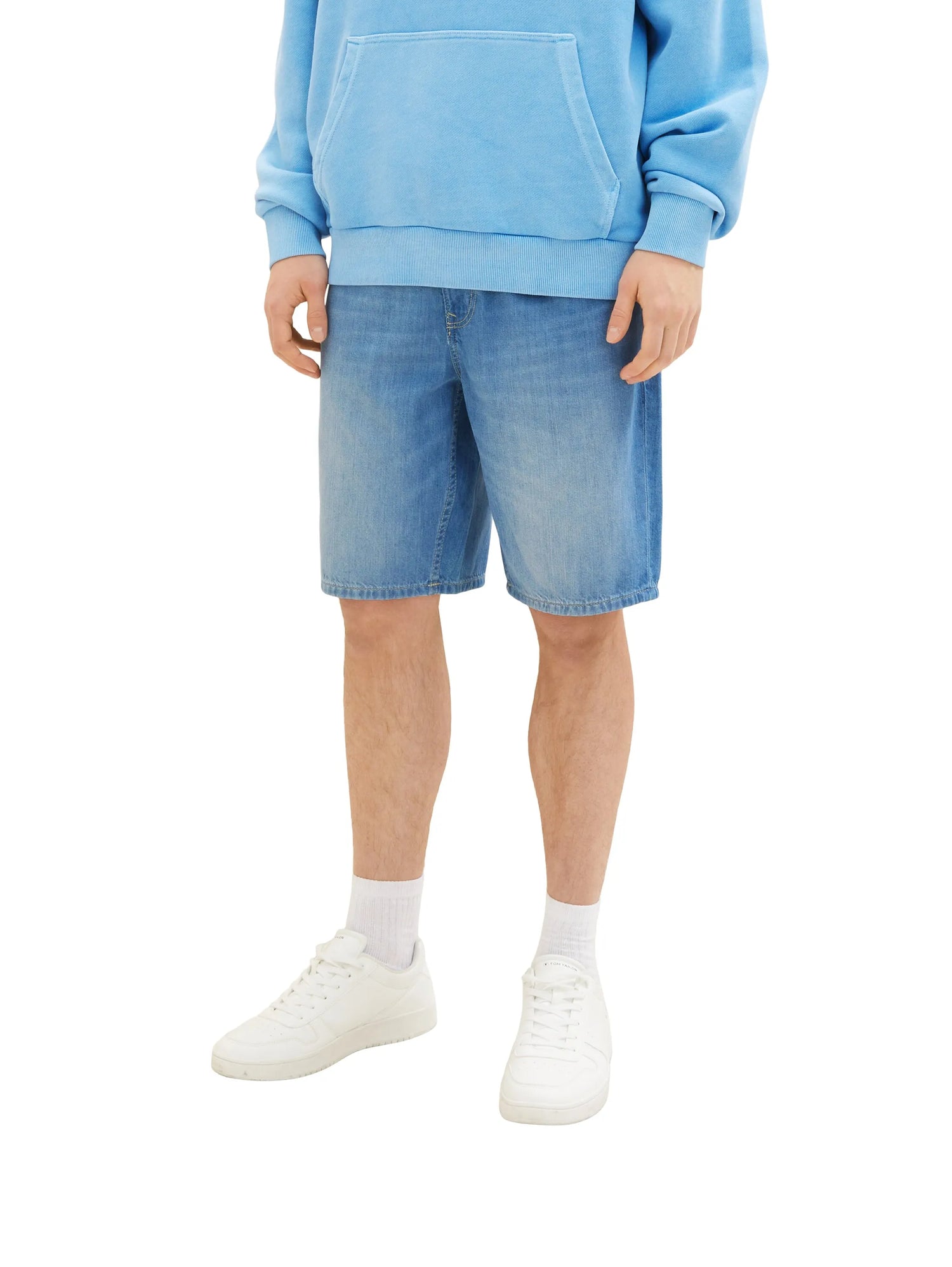 Denim Tom Tailor Used Mid Stone Blue Denim Men Loose Fit Denim Shorts SKU: 1036270_10119 Image 01