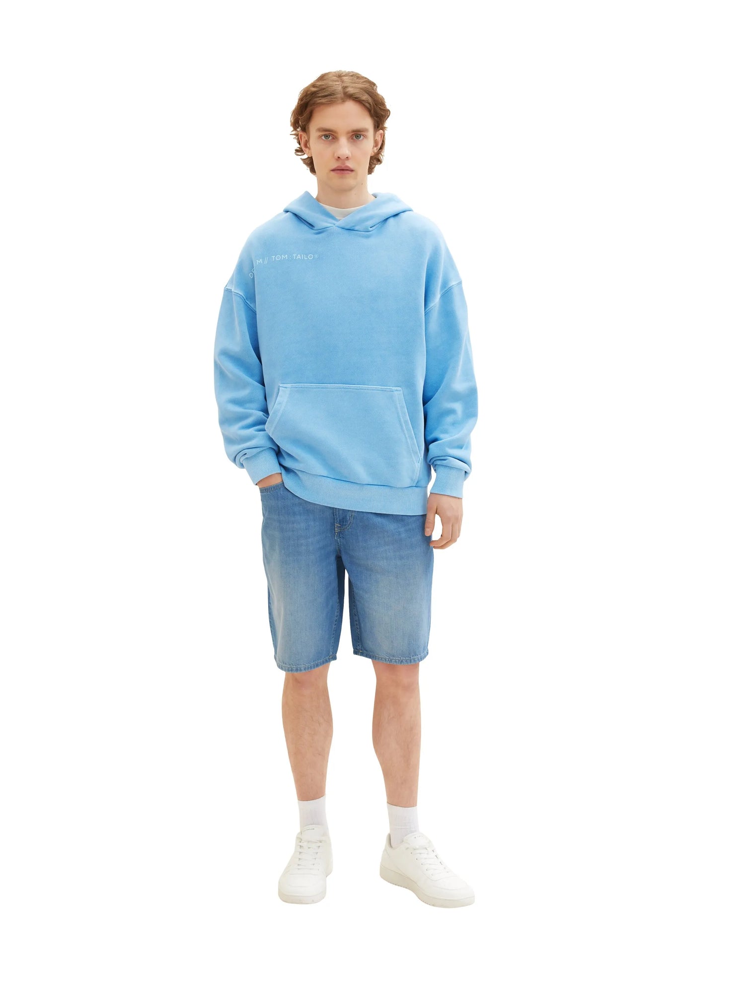 Denim Tom Tailor Used Mid Stone Blue Denim Men Loose Fit Denim Shorts SKU: 1036270_10119 Image 03