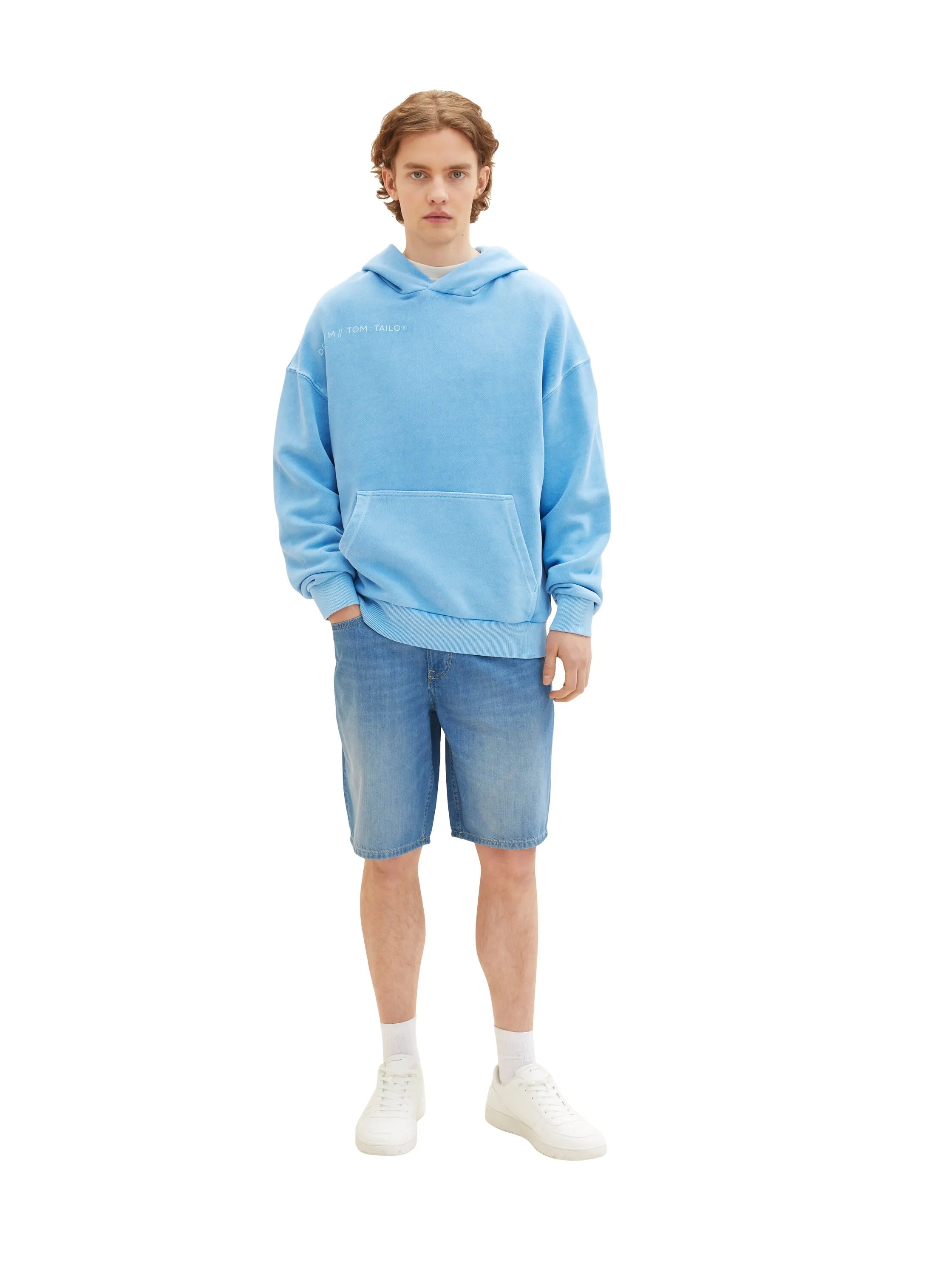 Denim Tom Tailor Used Mid Stone Blue Denim Men Loose Fit Denim Shorts SKU: 1036270_10119 Image 03