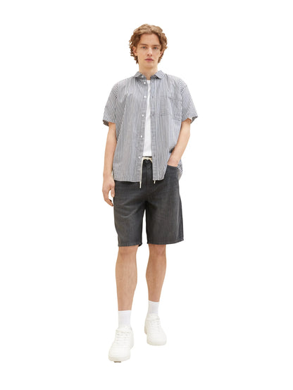 Denim Tom Tailor Used Dark Stone Grey Denim Men Loose Fit Denim Shorts SKU: 1036270_10220 Image 03