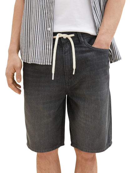 Denim Tom Tailor Used Dark Stone Grey Denim Men Loose Fit Denim Shorts SKU: 1036270_10220 Image 05