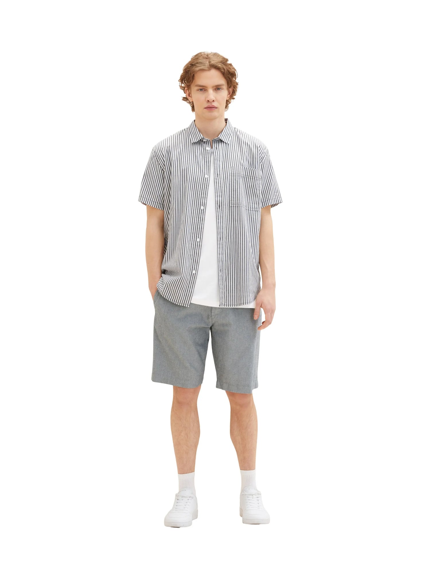 Denim Tom Tailor Black White Chambray Men Regular Fit Chinos SKU: 1036287_29653 Image 03