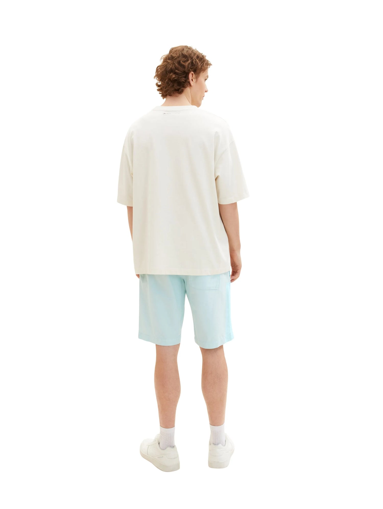 Denim Tom Tailor Turquoise White Chambray Men Regular Fit Chinos SKU: 1036287_32161 Image 05