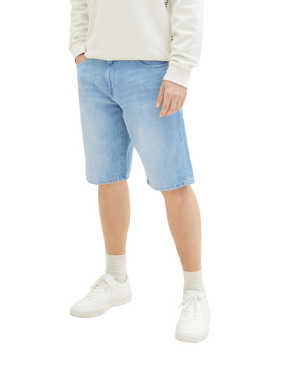 Tom Tailor Used Light Stone Blue Denim Men Relaxed Denim Shorts SKU: 1036290_10118 Image 01