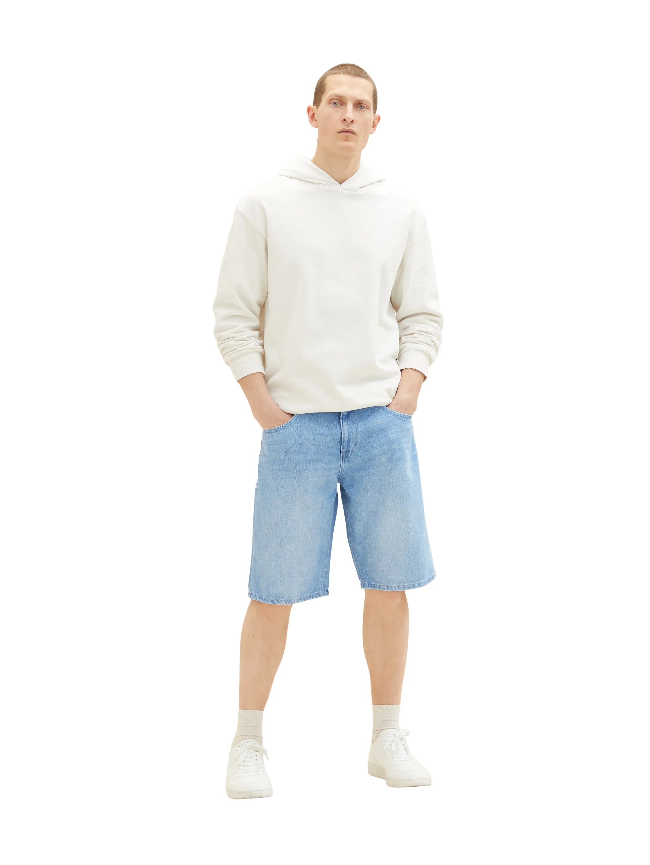Tom Tailor Used Light Stone Blue Denim Men Relaxed Denim Shorts SKU: 1036290_10118 Image 03