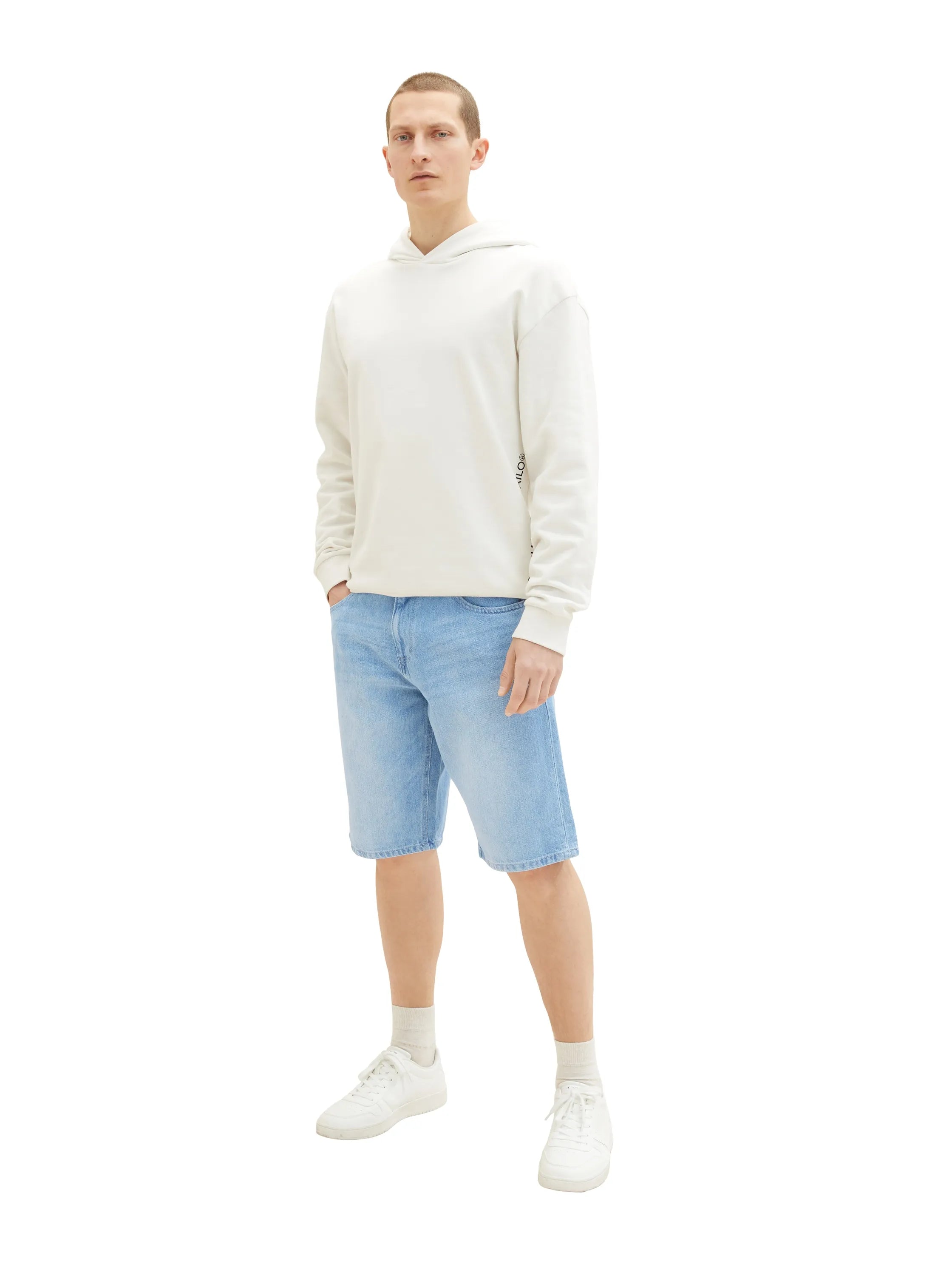Tom Tailor Used Light Stone Blue Denim Men Relaxed Denim Shorts SKU: 1036290_10118 Image 05