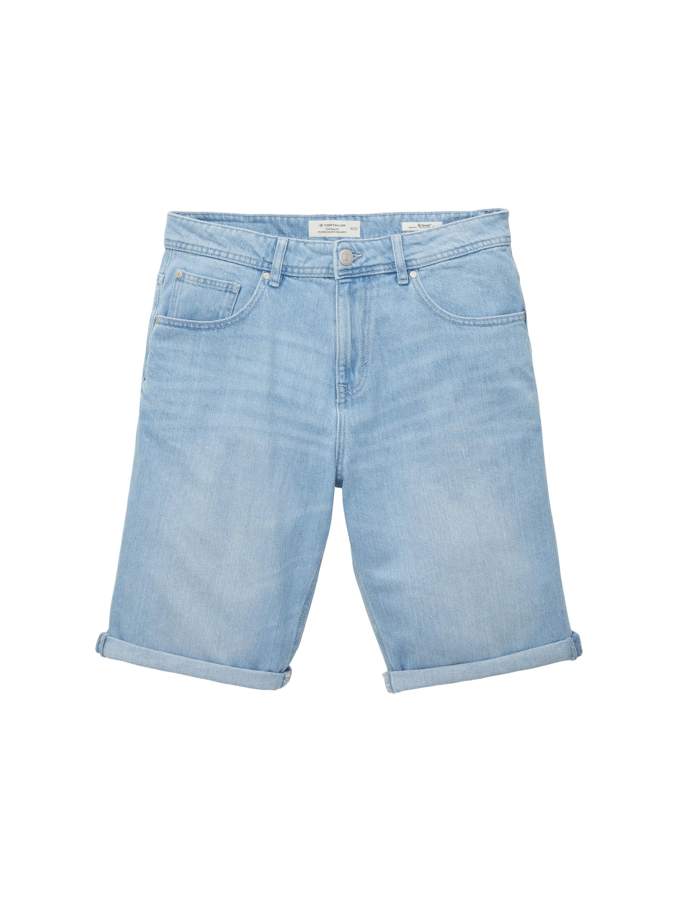 Tom Tailor Used Light Stone Blue Denim Men Relaxed Denim Shorts SKU: 1036290_10118 Image 08