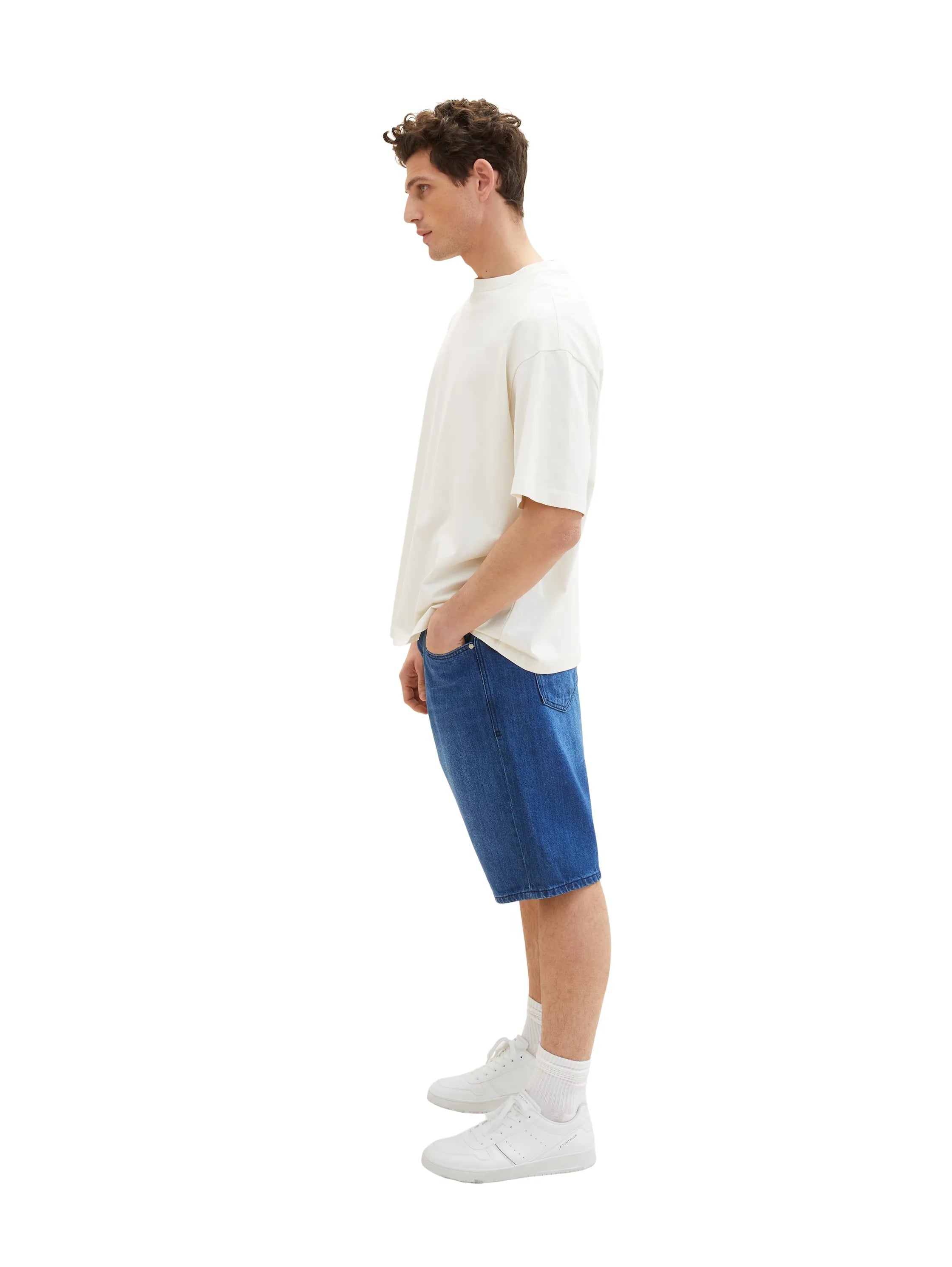 Tom Tailor Used Mid Stone Blue Denim Men Relaxed Denim Shorts SKU: 1036290_10119 Image 02