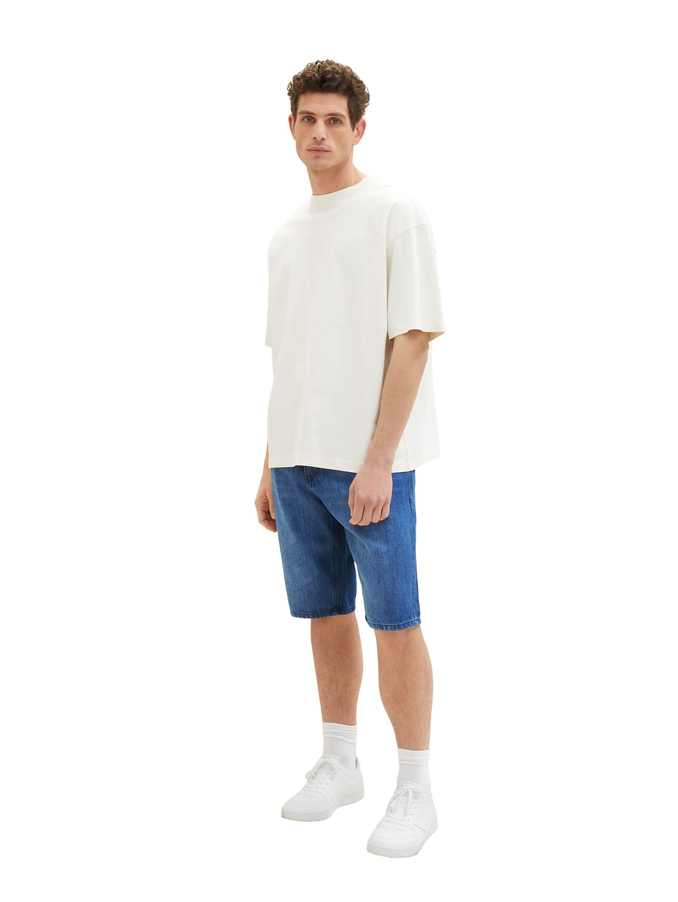 Tom Tailor Used Mid Stone Blue Denim Men Relaxed Denim Shorts SKU: 1036290_10119 Image 03