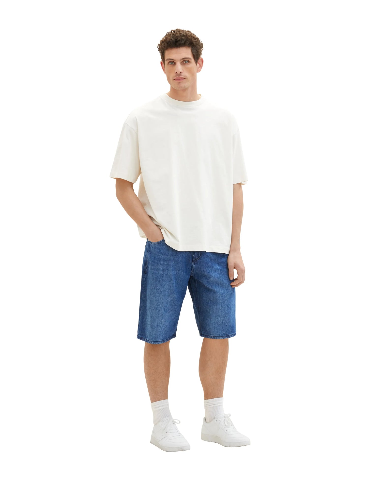 Tom Tailor Used Mid Stone Blue Denim Men Relaxed Denim Shorts SKU: 1036290_10119 Image 05