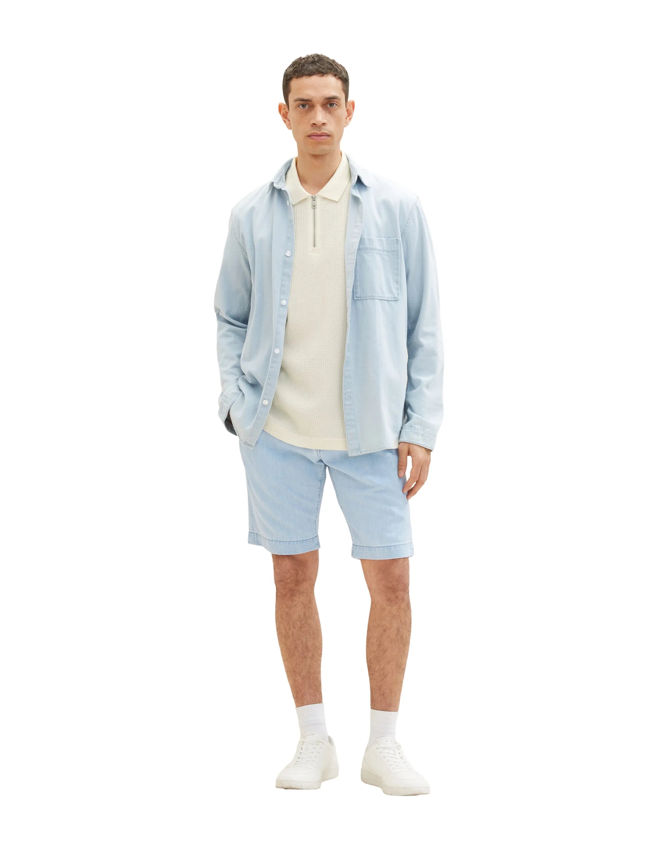 Tom Tailor Clean Light Stone Blue Denim Men Josh Denim Shorts SKU: 1036292_10112 Image 03
