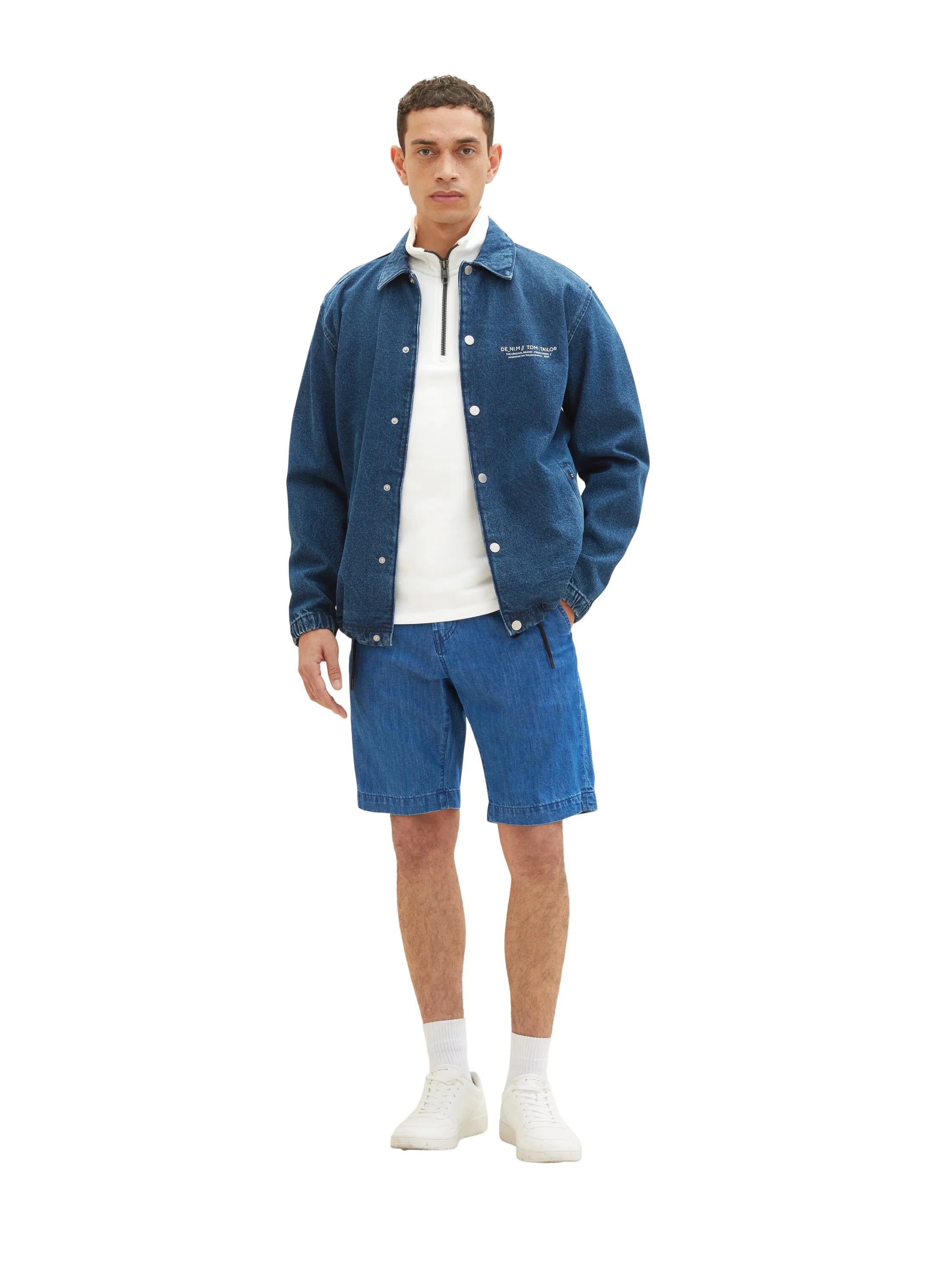 Tom Tailor Clean Mid Stone Blue Denim Men Josh Denim Shorts SKU: 1036292_10113 Image 03