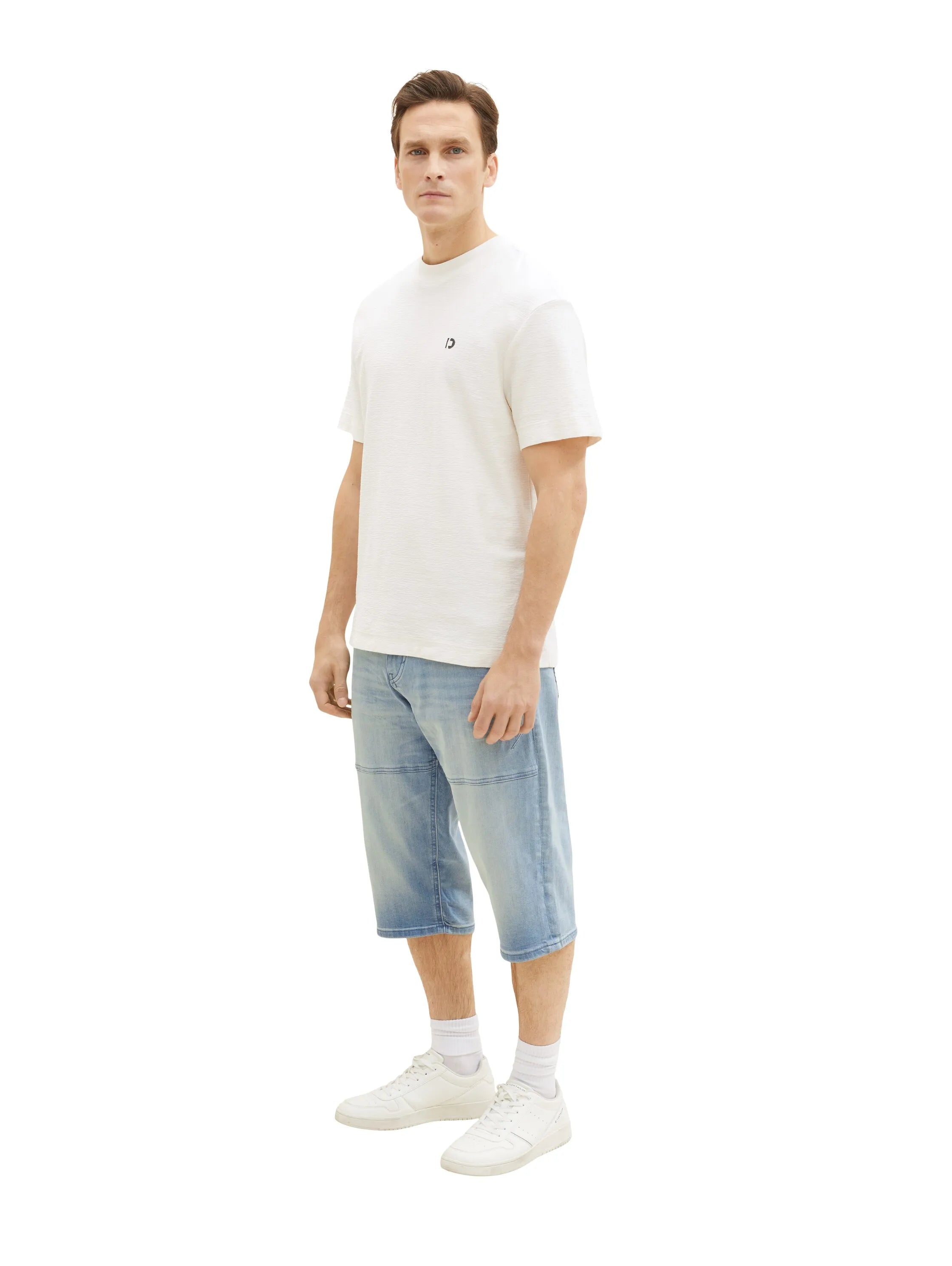 Tom Tailor Light Stone Blue Grey Denim Men Morris Overknee Shorts SKU: 1036295_10161 Image 02