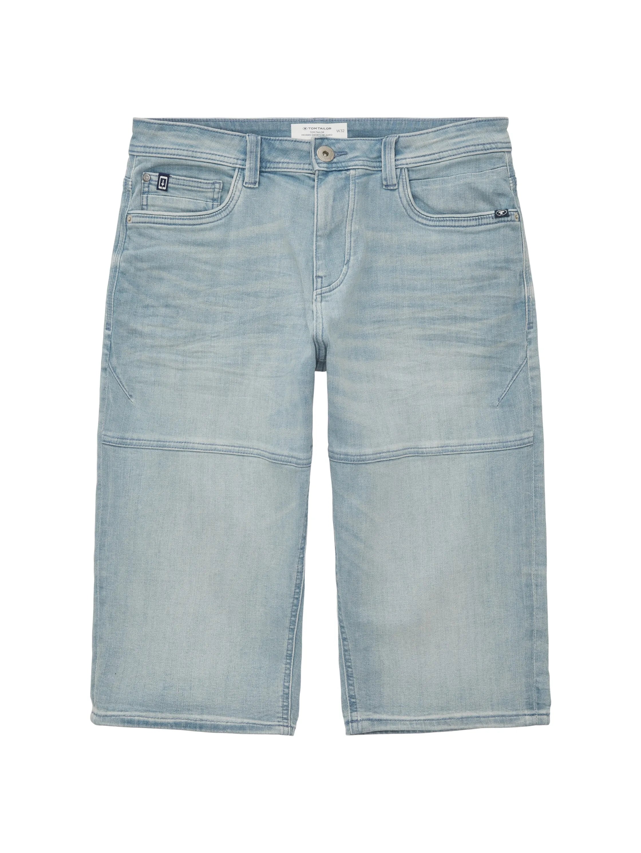 Tom Tailor Light Stone Blue Grey Denim Men Morris Overknee Shorts SKU: 1036295_10161 Image 08